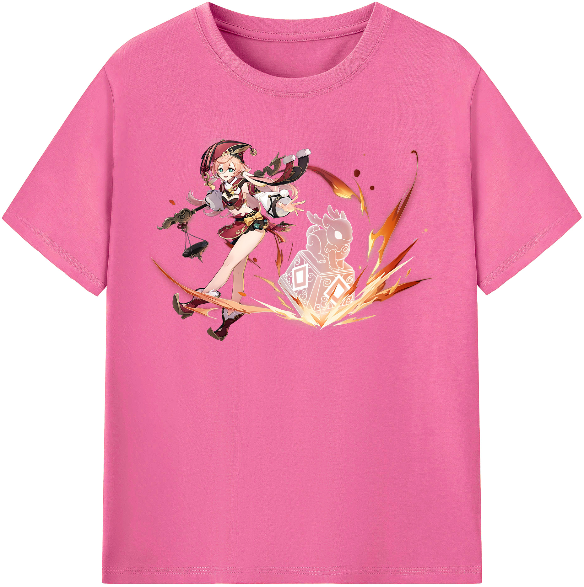 げんし神 ヤンフェイ genshin Yanfei レディースカジュアルプリントTシャツ（綿100％）